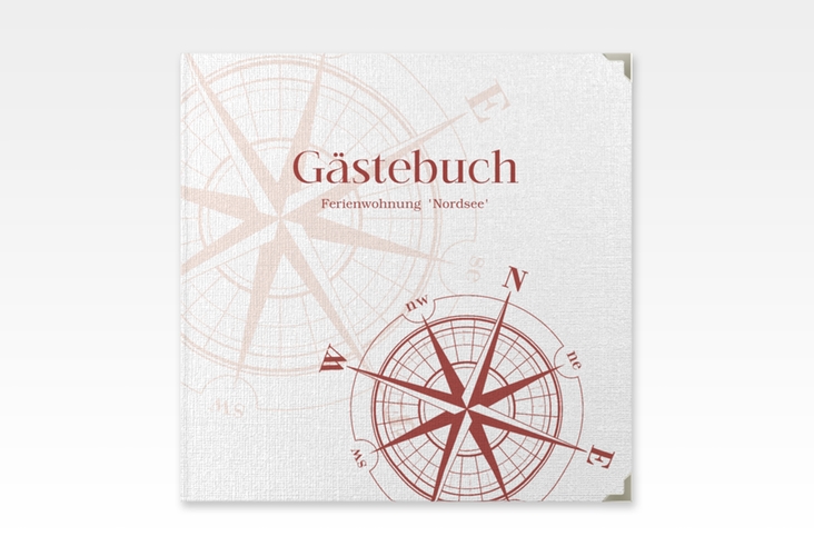 Gästebuch Selection Ferienwohnung Nordsee Leinen-Hardcover rot mit Windrose