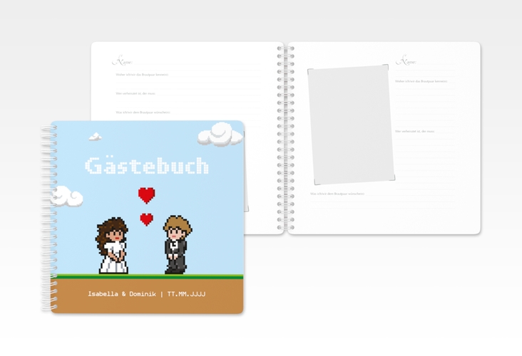 Gästebuch Hochzeit Pixel Ringbindung bunt