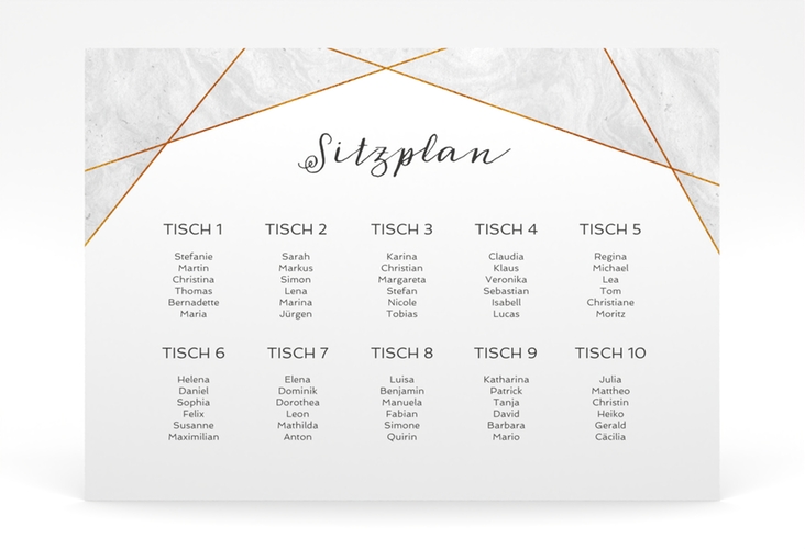 Sitzplan Poster Hochzeit Asymmetry 70 x 50 cm Poster