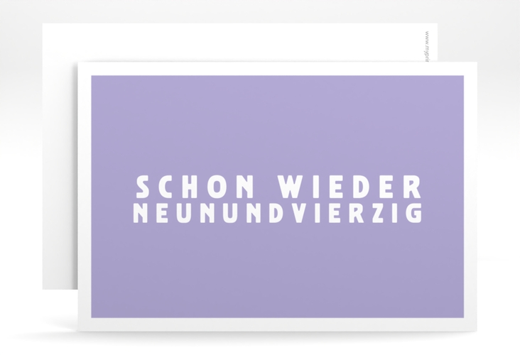 Einladung 50. Geburtstag Gag A6 Karte quer flieder hochglanz