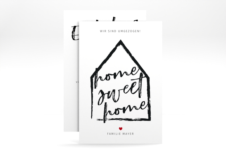 Party Einladung Sweethome A6 Karte hoch weiss mit Haus und Aufschrift home sweet home