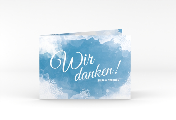 Danksagungskarte Hochzeit Frozen A6 Klappkarte quer mit Winter-Design