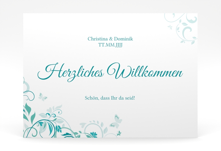 Willkommensschild Poster Lilly 70 x 50 cm Poster tuerkis