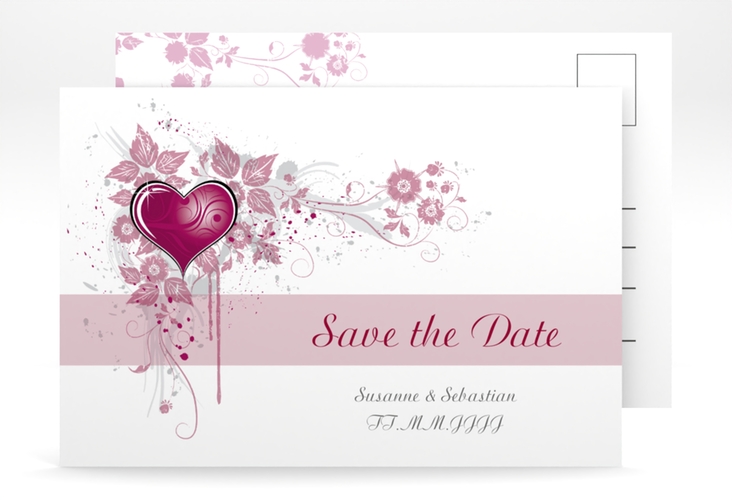 Save the Date-Postkarte Triest A6 Postkarte pink