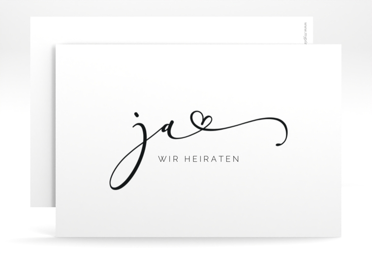 Save the Date-Karte Jawort A6 Karte quer weiss modern minimalistisch mit veredelter Aufschrift