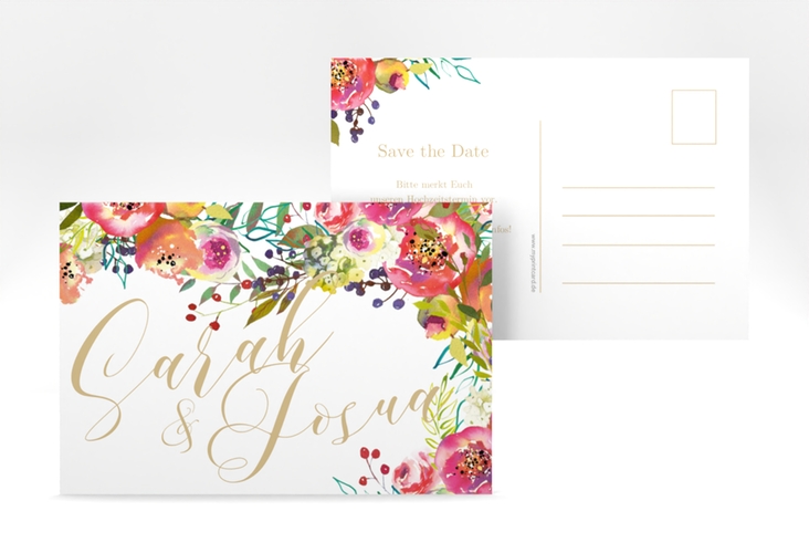 Save the Date-Postkarte Flowerbomb A6 Postkarte weiss