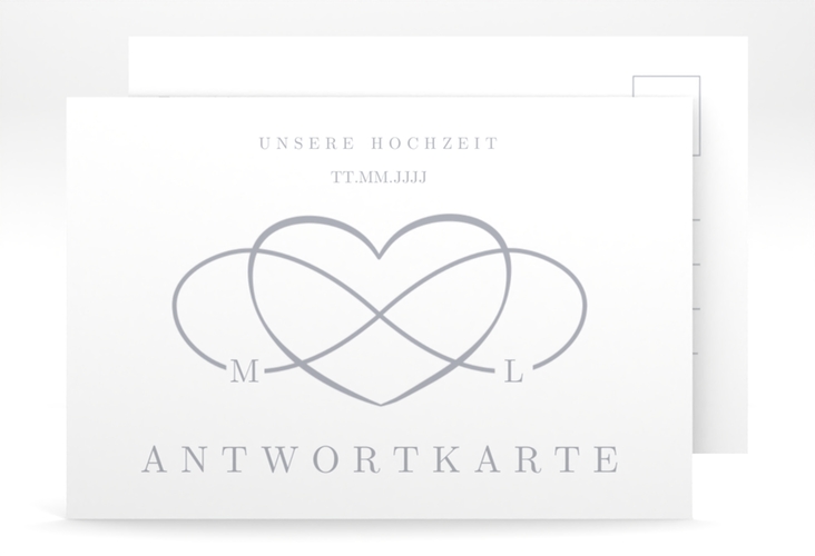 Antwortkarte Hochzeit Infinity A6 Postkarte grau hochglanz