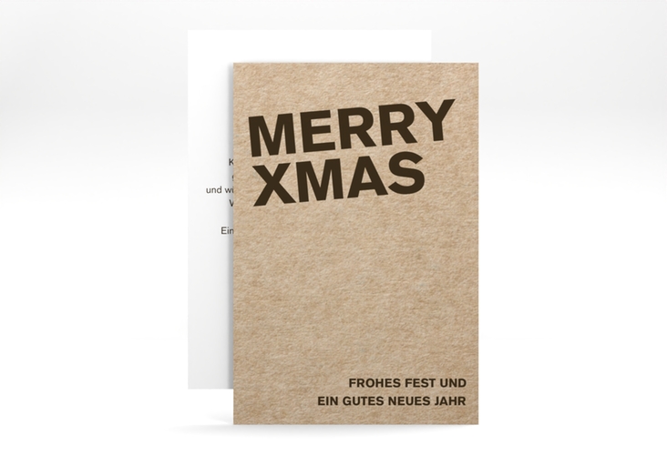 Geschäftliche Weihnachtskarte Cardboard A6 Karte hoch Kraftpapier modern in Kraftpapier-Optik