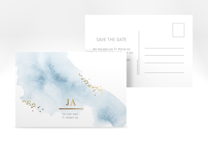 Save the Date-Postkarte Pastell A6 Postkarte blau