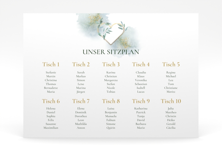 Sitzplan Poster Hochzeit Amore 70 x 50 cm Poster weiss