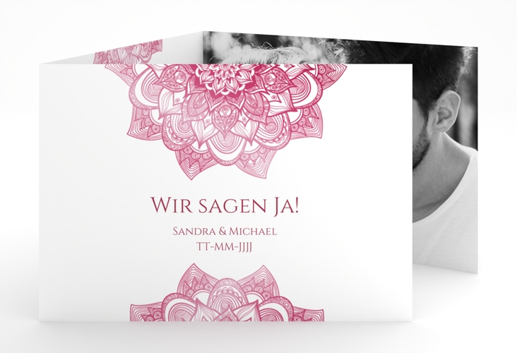 Hochzeitseinladung Delight A6 Doppel-Klappkarte pink