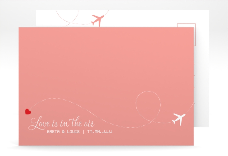 Save the Date-Postkarte Weddingpass A6 Postkarte rosa