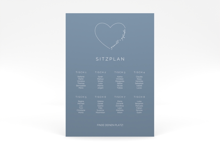 Sitzplan Poster Hochzeit Lebenstraum 50 x 70 cm Poster blau