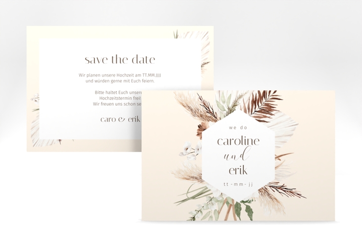 Save the Date-Karte Bohemian A6 Karte quer beige hochglanz