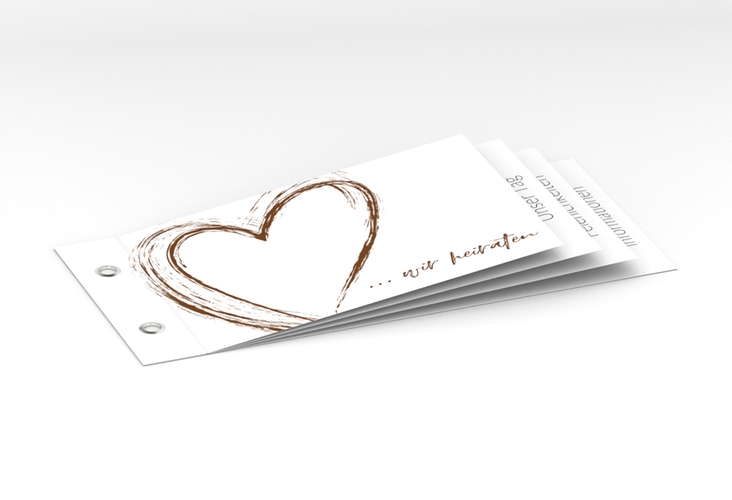 Hochzeitseinladung Liebe Booklet braun