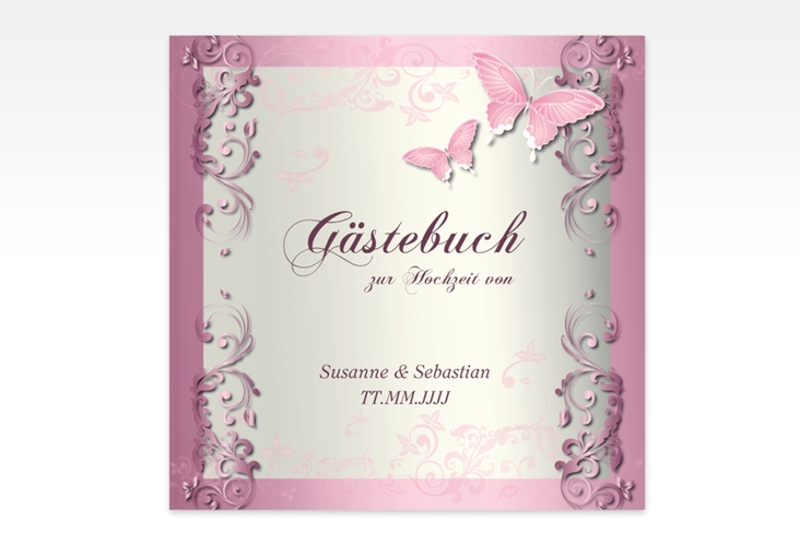 Gästebuch Creation Toulouse 20 x 20 cm, Hardcover rosa romantisch mit Schmetterlingen