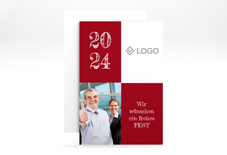 Business-Weihnachtskarte Partner A6 Karte hoch modern mit Firmenlogo