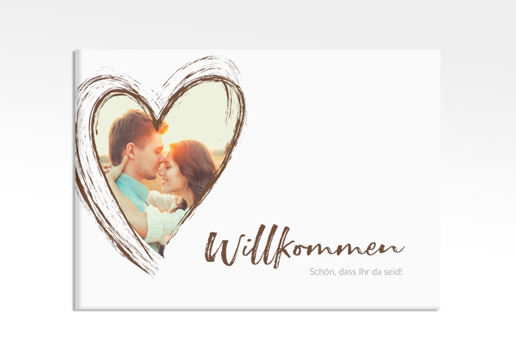 Willkommensschild Leinwand Liebe 70 x 50 cm Leinwand braun