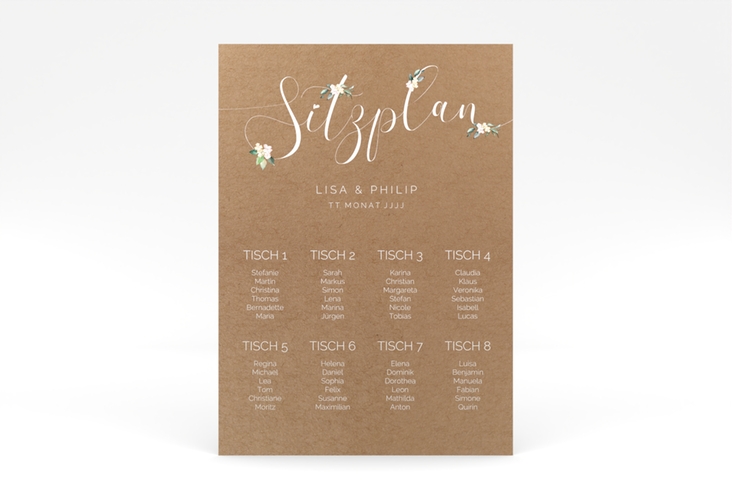 Sitzplan Poster Hochzeit Inlove 50 x 70 cm Poster