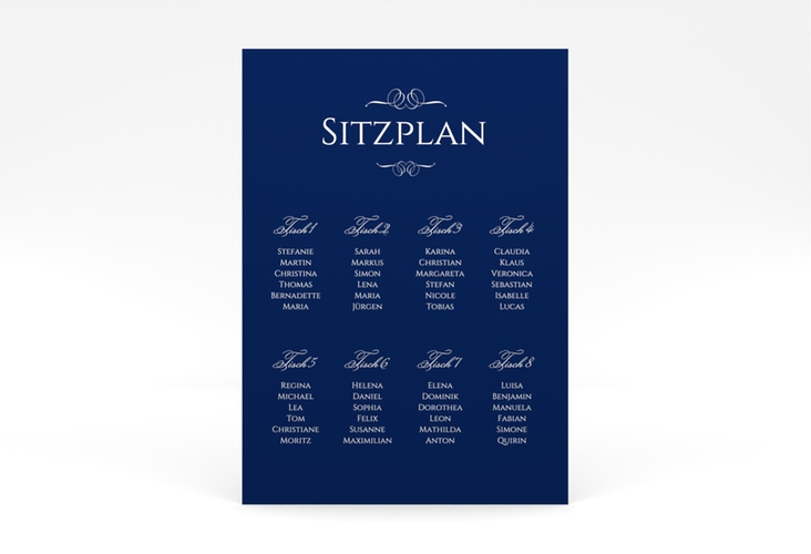 Sitzplan Poster Hochzeit Elegancy 50 x 70 cm Poster blau