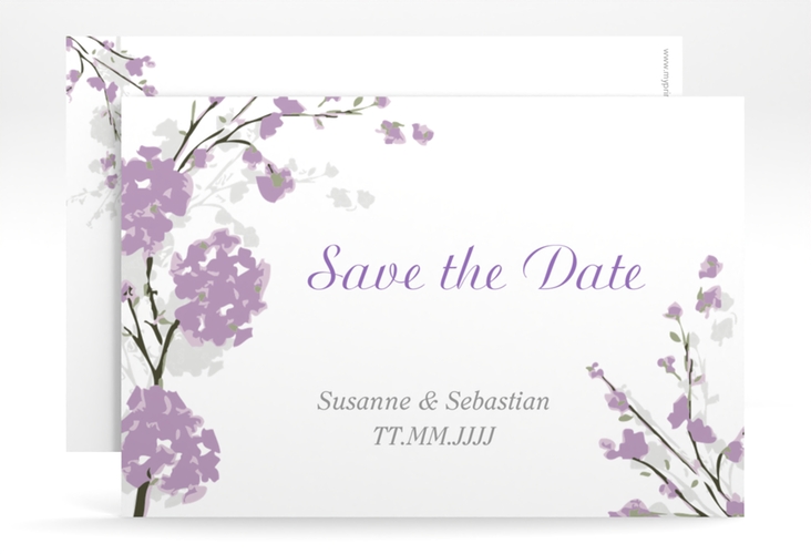 Save the Date-Karte Hochzeit Salerno A6 Karte quer flieder hochglanz