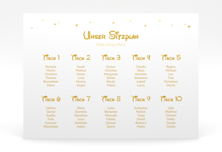 Sitzplan Poster Hochzeit Castle 70 x 50 cm Poster gold