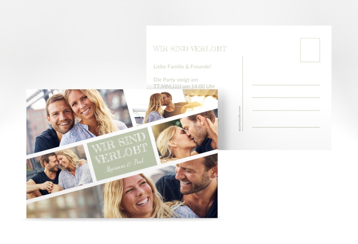 Verlobungskarte zur Hochzeit Rise A6 Postkarte gruen