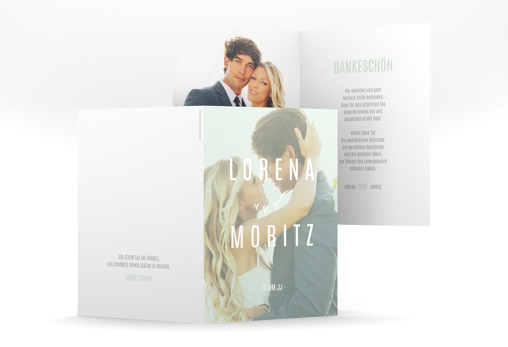 Danksagungskarte Hochzeit Memory A6 Klappkarte hoch mint