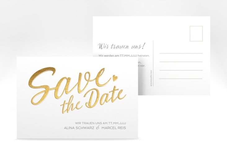 Save the Date-Postkarte Glam A6 Postkarte weiss