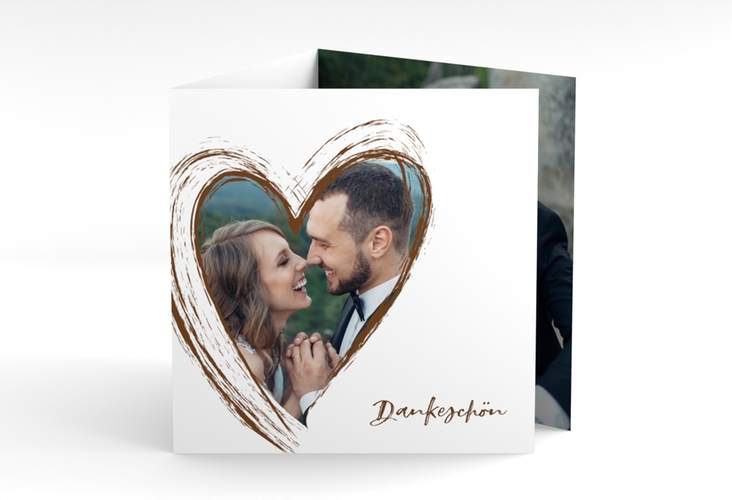 Dankeskarte Hochzeit Liebe quadr. Doppel-Klappkarte braun