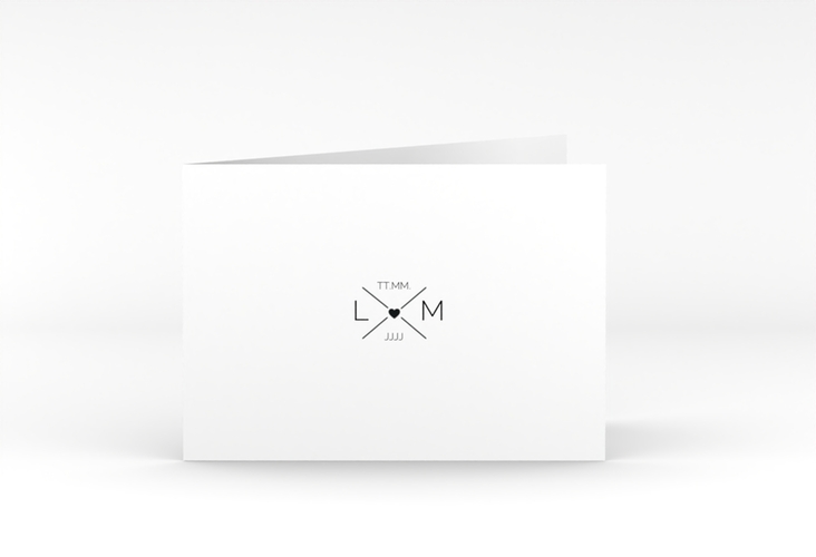 Danksagungskarte Hochzeit Initials A6 Klappkarte quer mit Initialen im minimalistischen Design