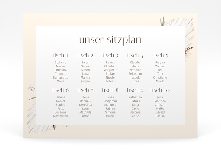 Sitzplan Poster Hochzeit Bohemian 70 x 50 cm Poster