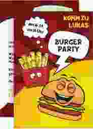 Einladungskarte Kindergeburtstag Burgerparty A6 Karte hoch bunt