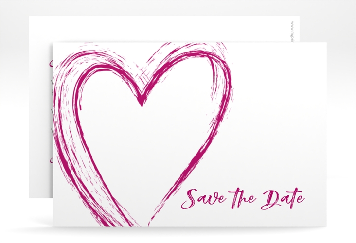 Save the Date-Karte Liebe A6 Karte quer pink