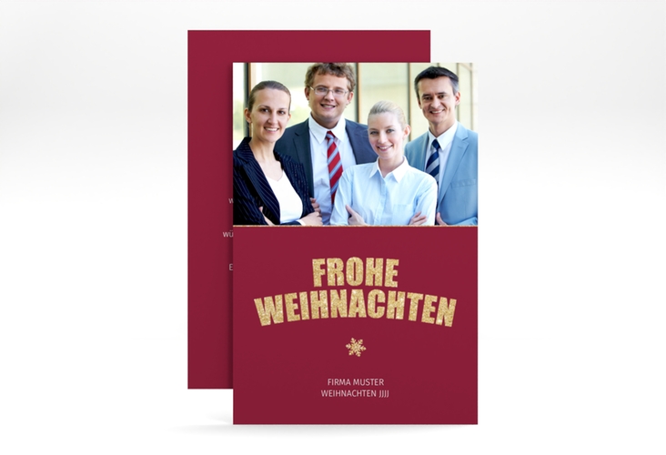 Geschäftliche Weihnachtskarte Weihnachtsfunkeln A6 Karte hoch rot