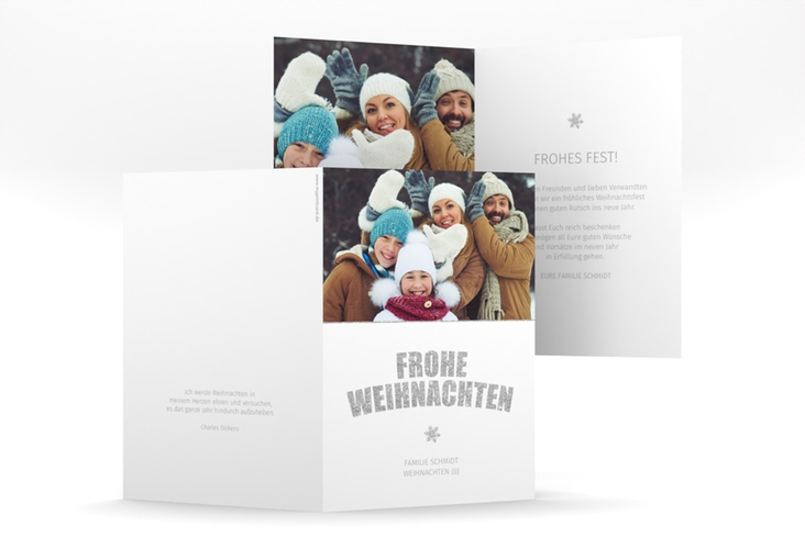 Weihnachtskarte Festtag A6 Klappkarte hoch weiss zum Personalisieren mit Foto