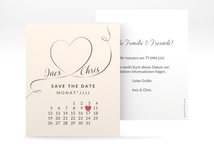 Save the Date-Kalenderblatt Dolce Kalenderblatt-Karte beige