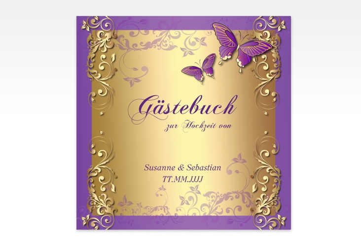 Gästebuch Creation Toulouse 20 x 20 cm, Hardcover lila romantisch mit Schmetterlingen