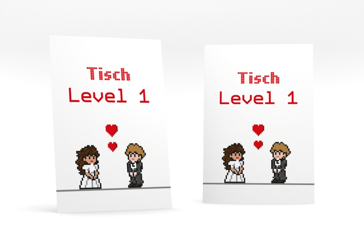 Tischnummer Hochzeit Pixel Tischaufsteller weiss