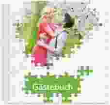 Gästebuch Hochzeit Puzzle Ringbindung gruen