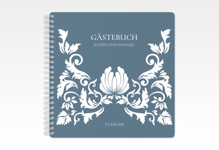 Gästebuch Hochzeit Royal Ringbindung mit barockem Blumen-Ornament