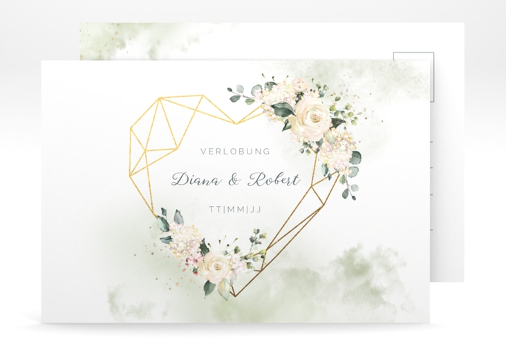 Verlobungskarte Hochzeit Adore A6 Postkarte gruen