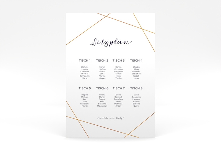 Sitzplan Poster Hochzeit Asymmetry 50 x 70 cm Poster weiss