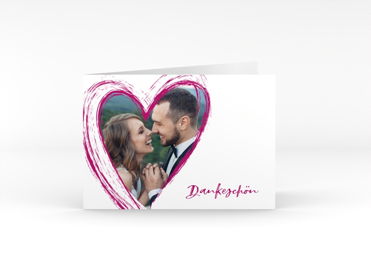 Danksagung Hochzeit Liebe A6 Klappkarte quer pink