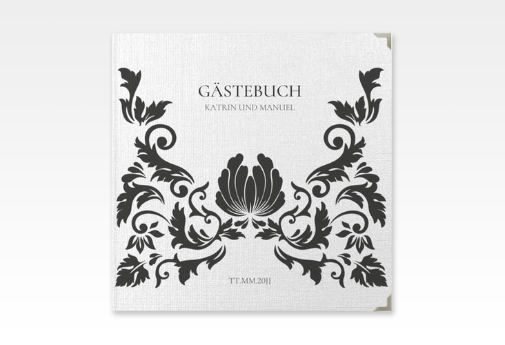 Gästebuch Selection Hochzeit Royal Leinen-Hardcover weiss mit barockem Blumen-Ornament