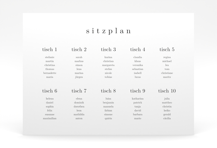 Sitzplan Poster Hochzeit Minimal 70 x 50 cm Poster