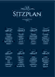 Sitzplan Poster Hochzeit Elegancy 50 x 70 cm Poster blau