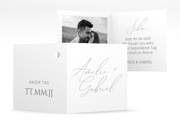 Geschenkanhänger Hochzeit Federschrift Geschenkanhänger 10er Set weiss in schlichtem Design mit Kalligrafie