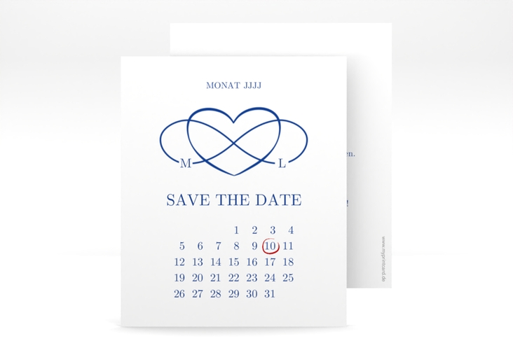 Save the Date-Kalenderblatt Infinity Kalenderblatt-Karte blau