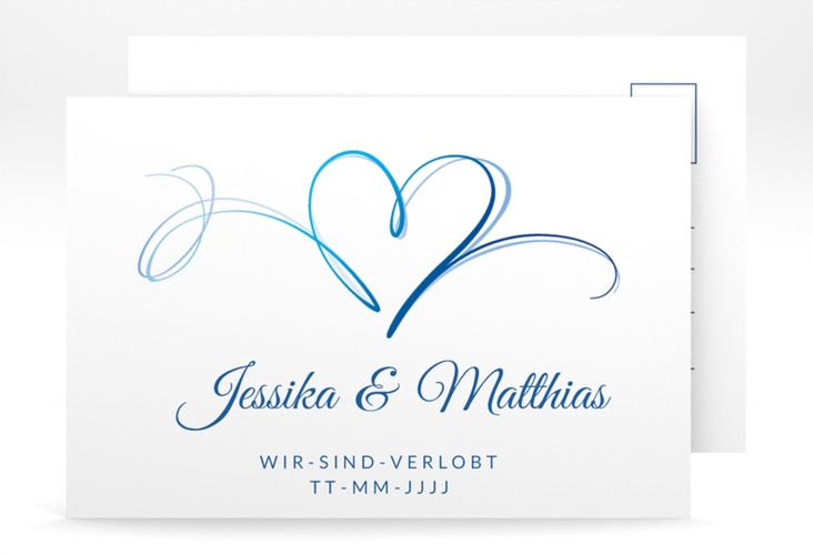 Verlobungskarte Hochzeit Envie A6 Postkarte blau